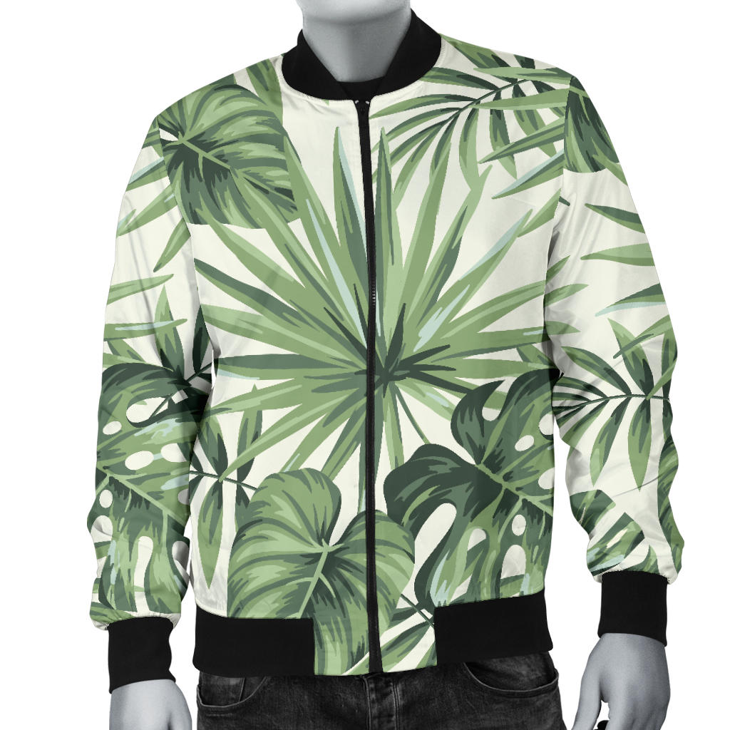 Palm Leaf Pattern Print Design A02 Men Bomber Jacket