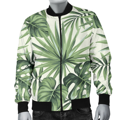 Palm Leaf Pattern Print Design A02 Men Bomber Jacket
