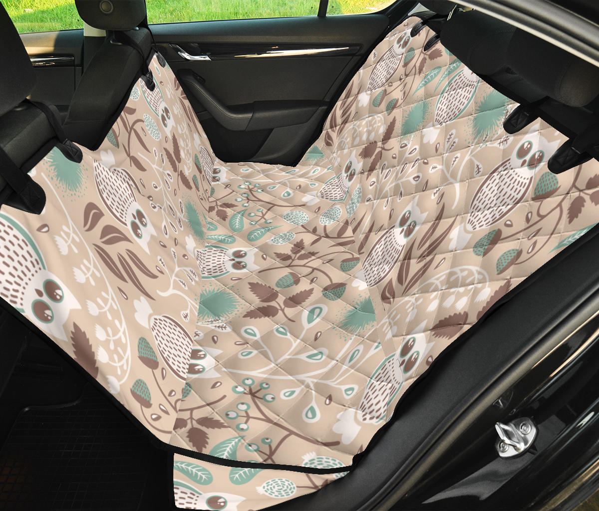 Owl Pattern Print Design A02 Rear Dog Car Seat Cover Hammock