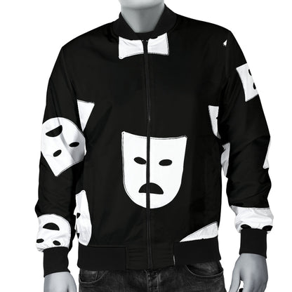 Acting Mask Pattern Print Design 03 Men Bomber Jacket