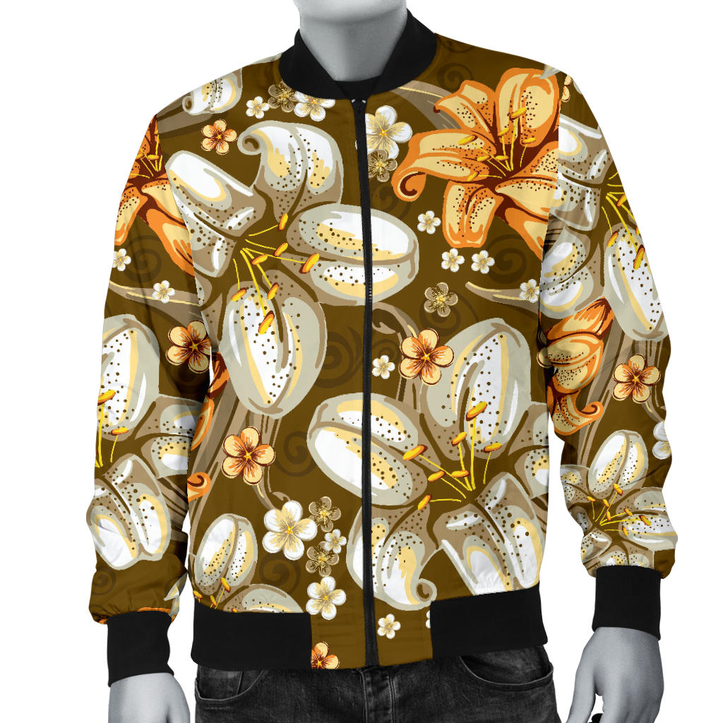 Lily Pattern Print Design 01 Men Bomber Jacket