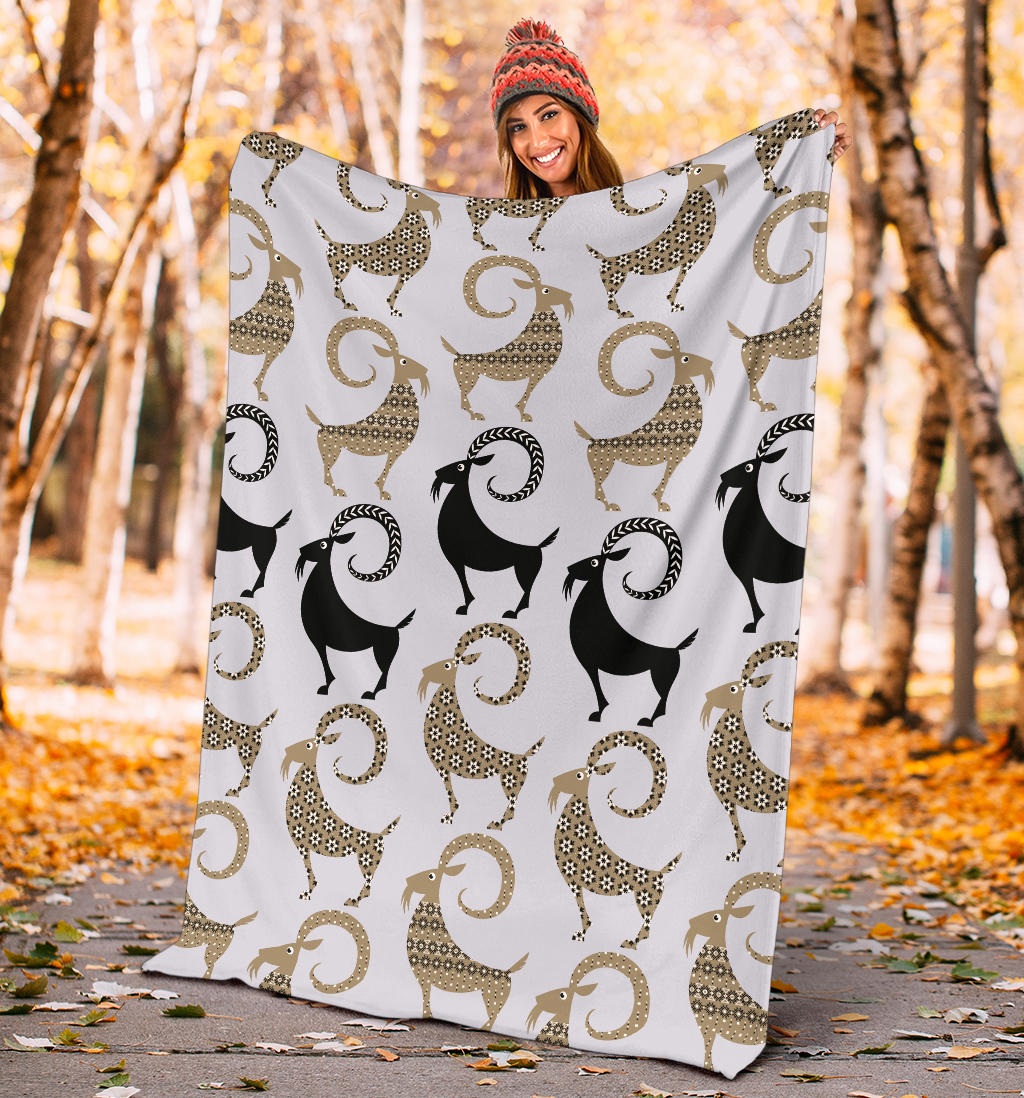 Goat Pattern Print Design 03 Premium Blanket