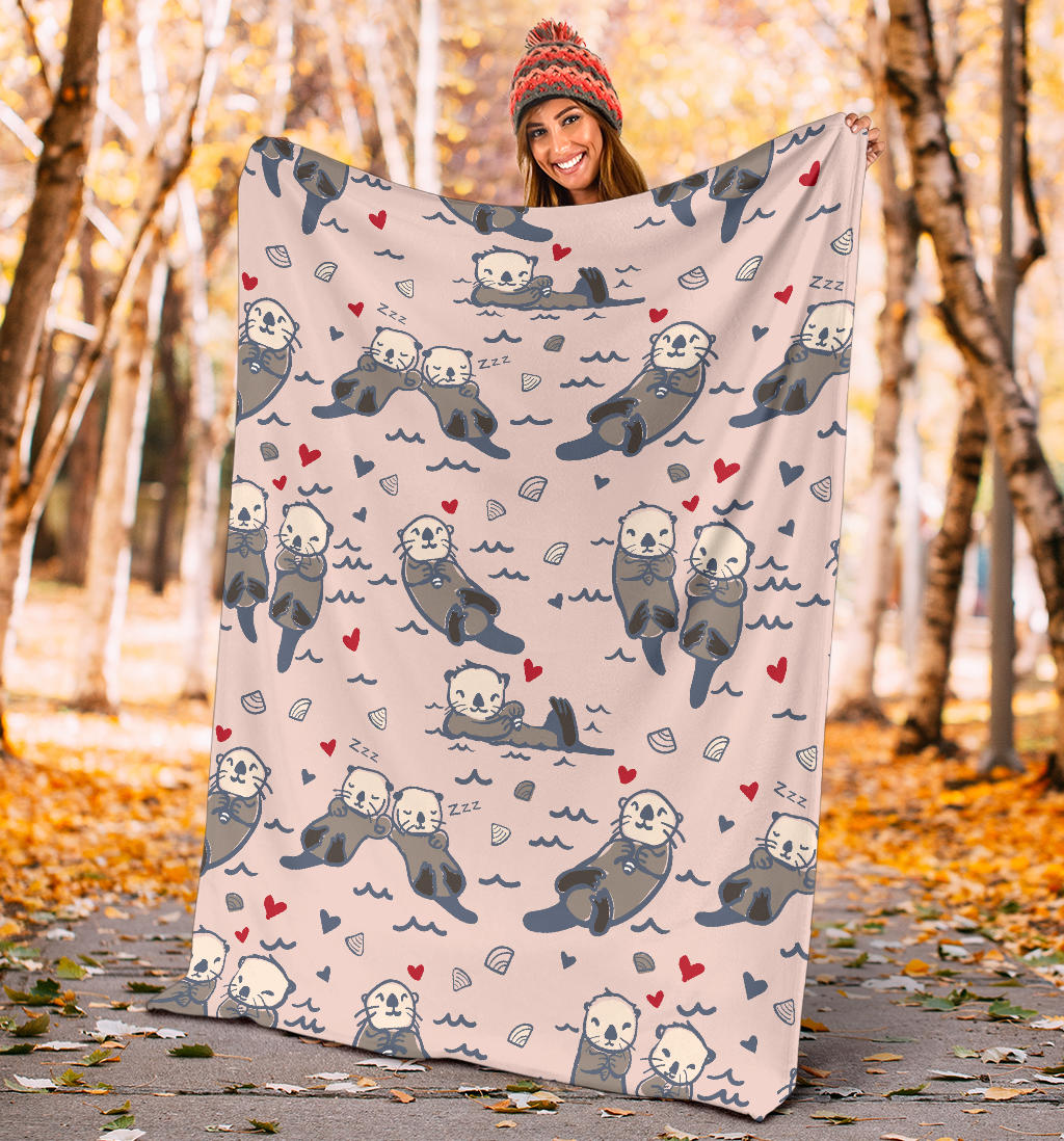 Sea Otter Pattern Print Design 02 Premium Blanket