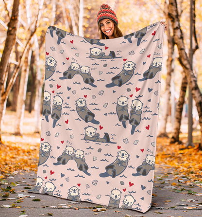 Sea Otter Pattern Print Design 02 Premium Blanket