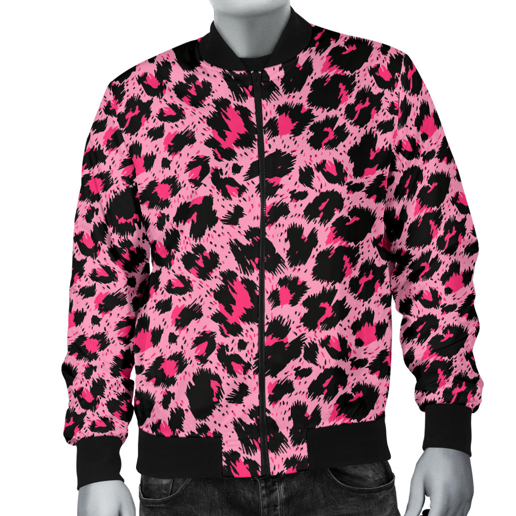 Cheetah Pink Pattern Print Design 01 Men Bomber Jacket