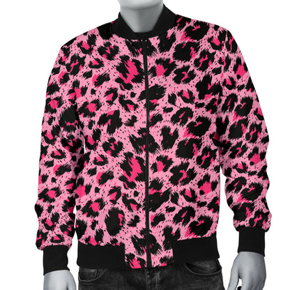 Cheetah Pink Pattern Print Design 01 Men Bomber Jacket
