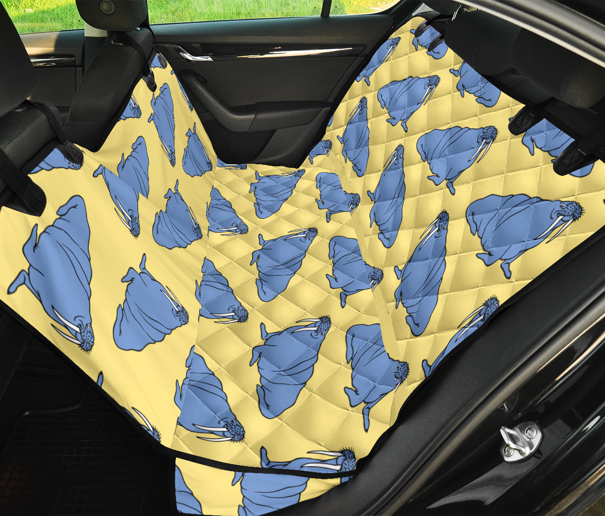 Walrus Pattern Print Design 02 Rear Dog Car Seat Cover Hammock