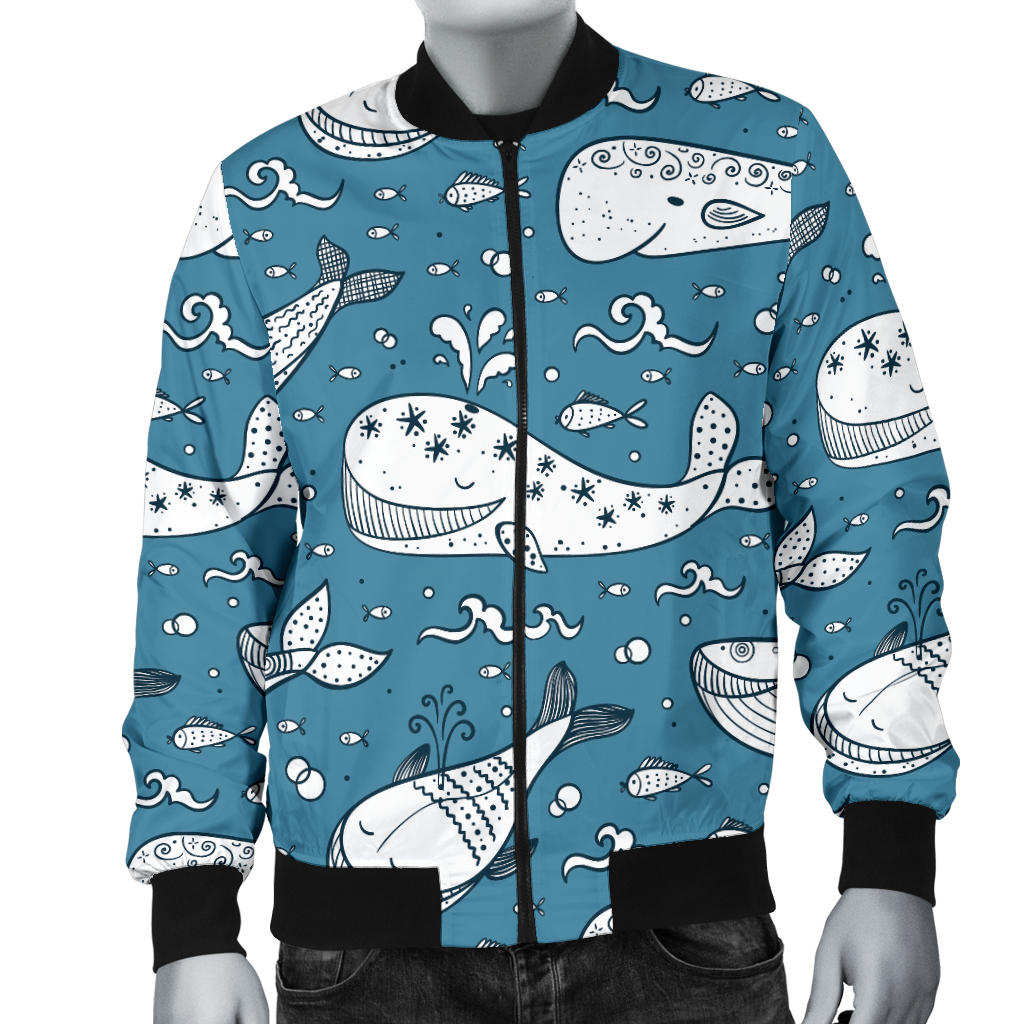 Humpback Whale Pattern Print Design 03 Men Bomber Jacket
