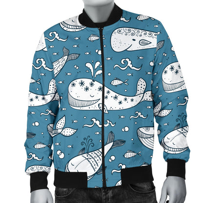 Humpback Whale Pattern Print Design 03 Men Bomber Jacket