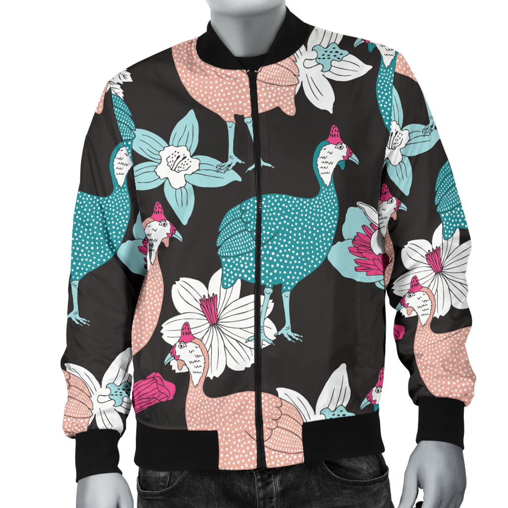 Guinea Fowl Pattern Print Design 03 Men Bomber Jacket