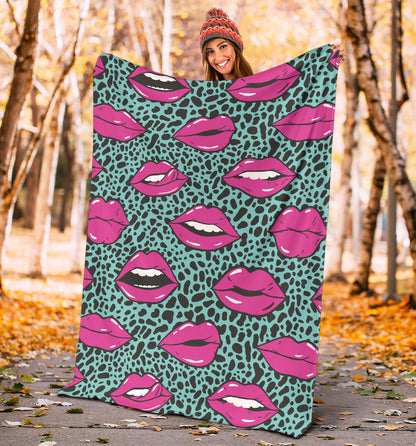 Lip Pattern Print Design 04 Premium Blanket