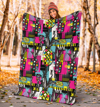 Pop Art Pineapple Pattern Print Design A02 Premium Blanket