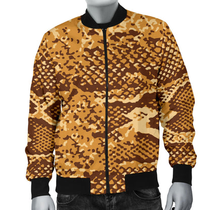 Python Brown Pattern Print Design A03 Men Bomber Jacket