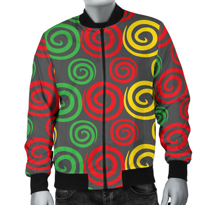Rastafarian Pattern Print Design A05 Men Bomber Jacket