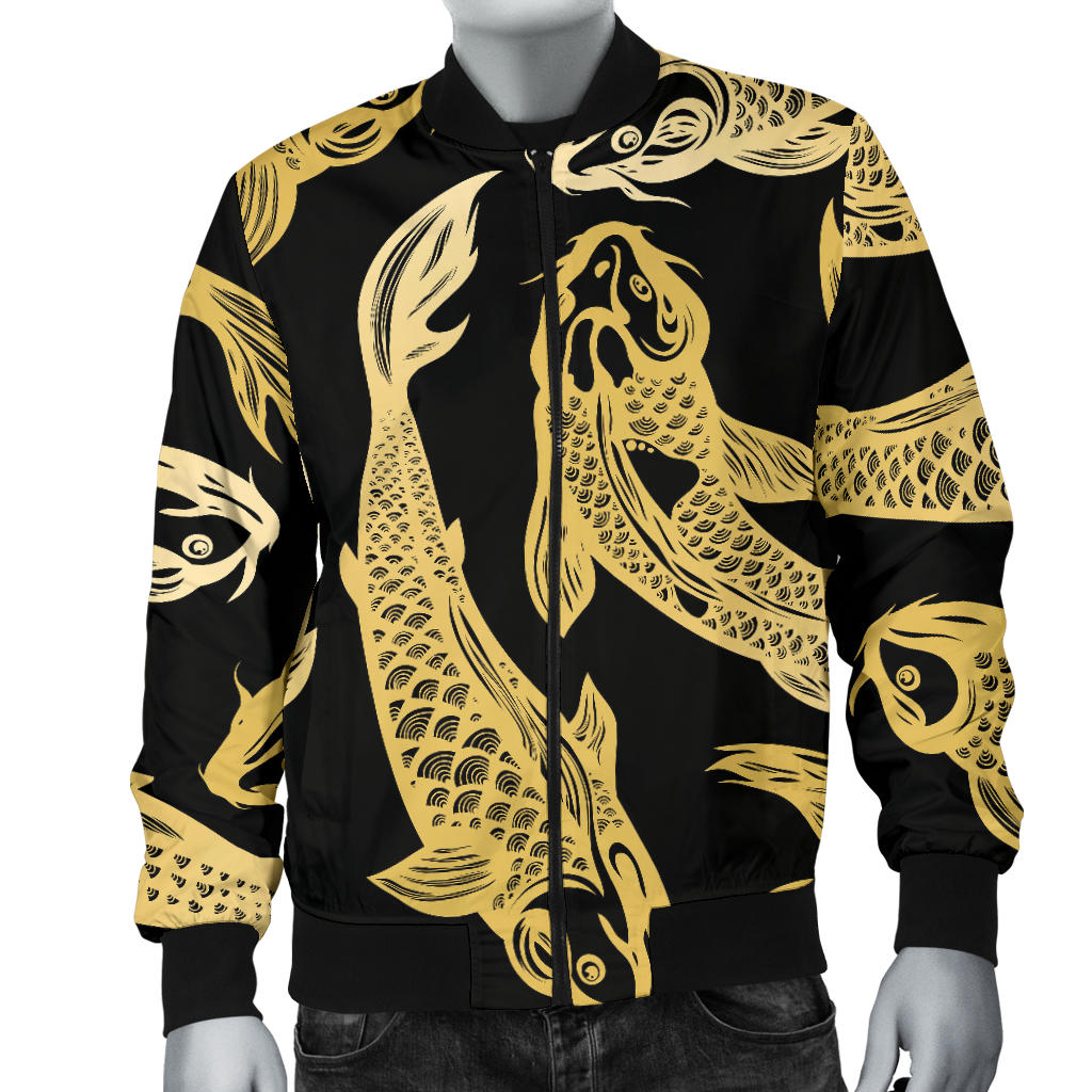 KOI Fish Pattern Print Design 03 Men Bomber Jacket