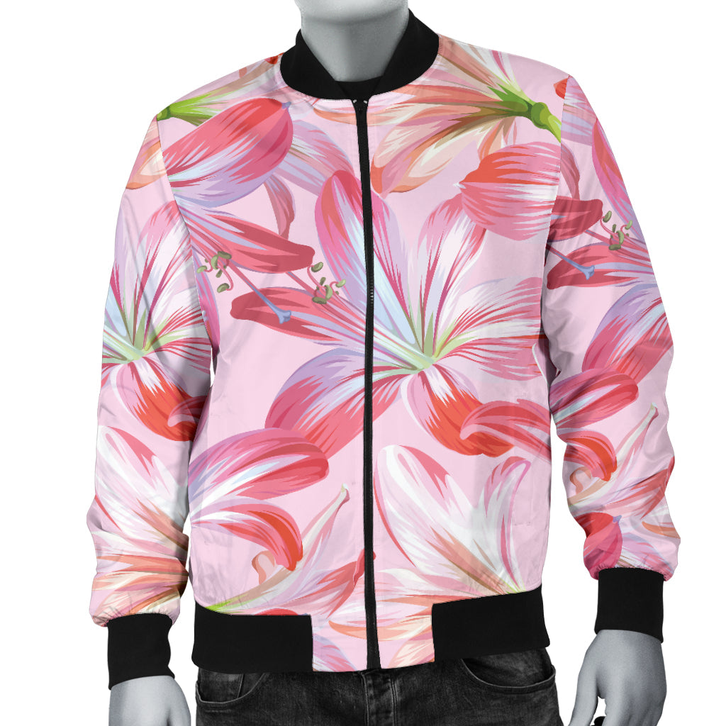 Amaryllis Pattern Print Design 02 Men Bomber Jacket