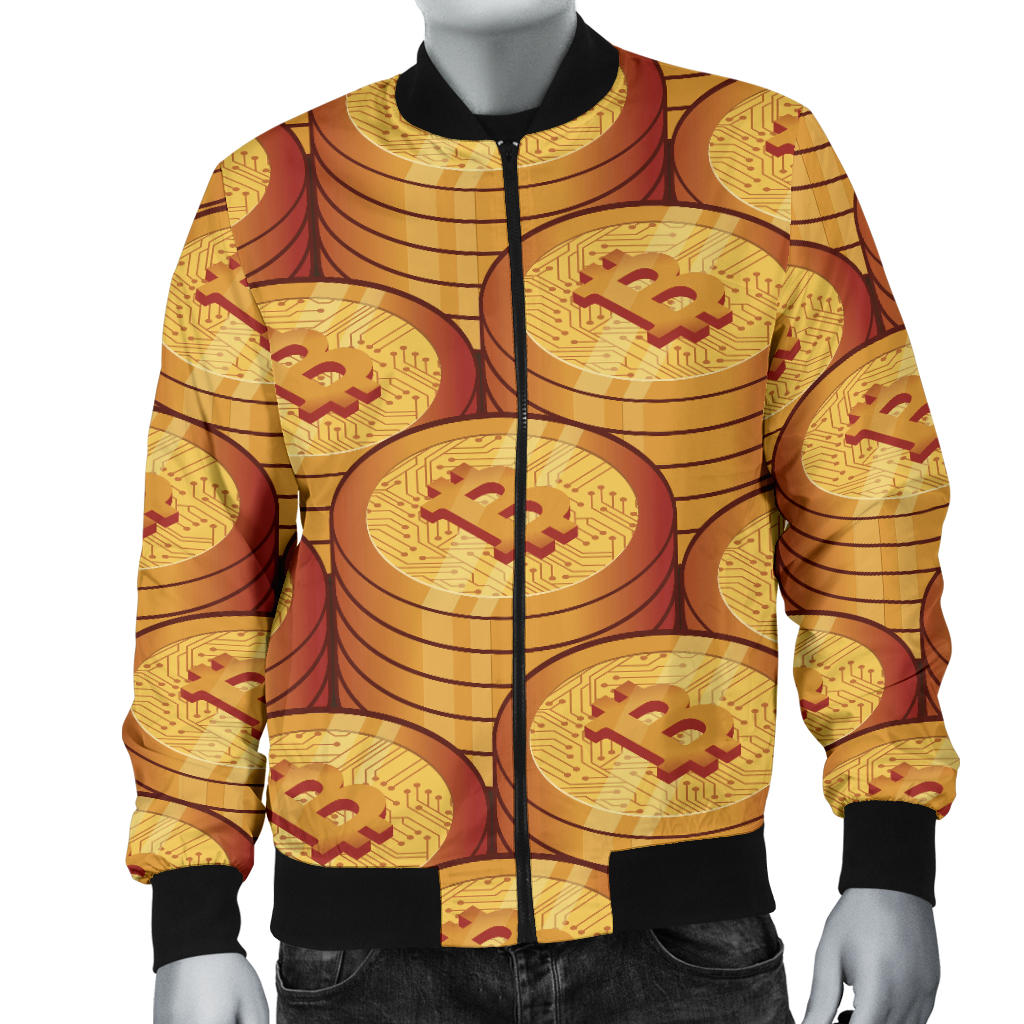 Bitcoin Pattern Print Design 02 Men Bomber Jacket