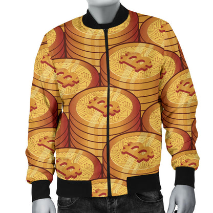 Bitcoin Pattern Print Design 02 Men Bomber Jacket