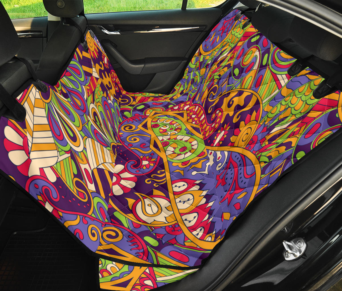 Funky Retro Pattern Print Design A04 Rear Dog Car Seat Cover Hammock