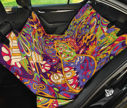 Funky Retro Pattern Print Design A04 Rear Dog Car Seat Cover Hammock