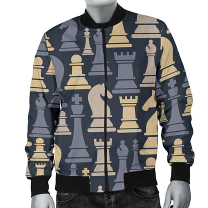 Chess Pattern Print Design 04 Men Bomber Jacket
