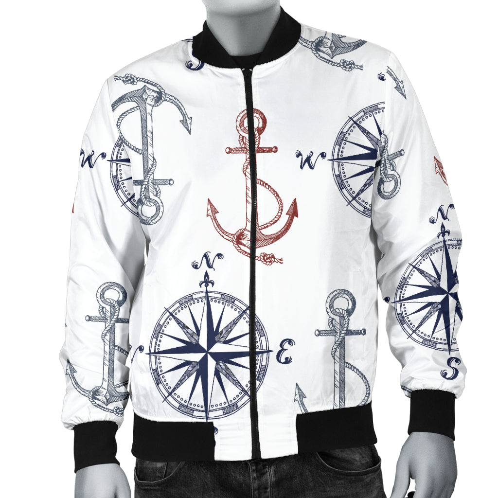 Anchor Pattern Print Design 06 Men Bomber Jacket