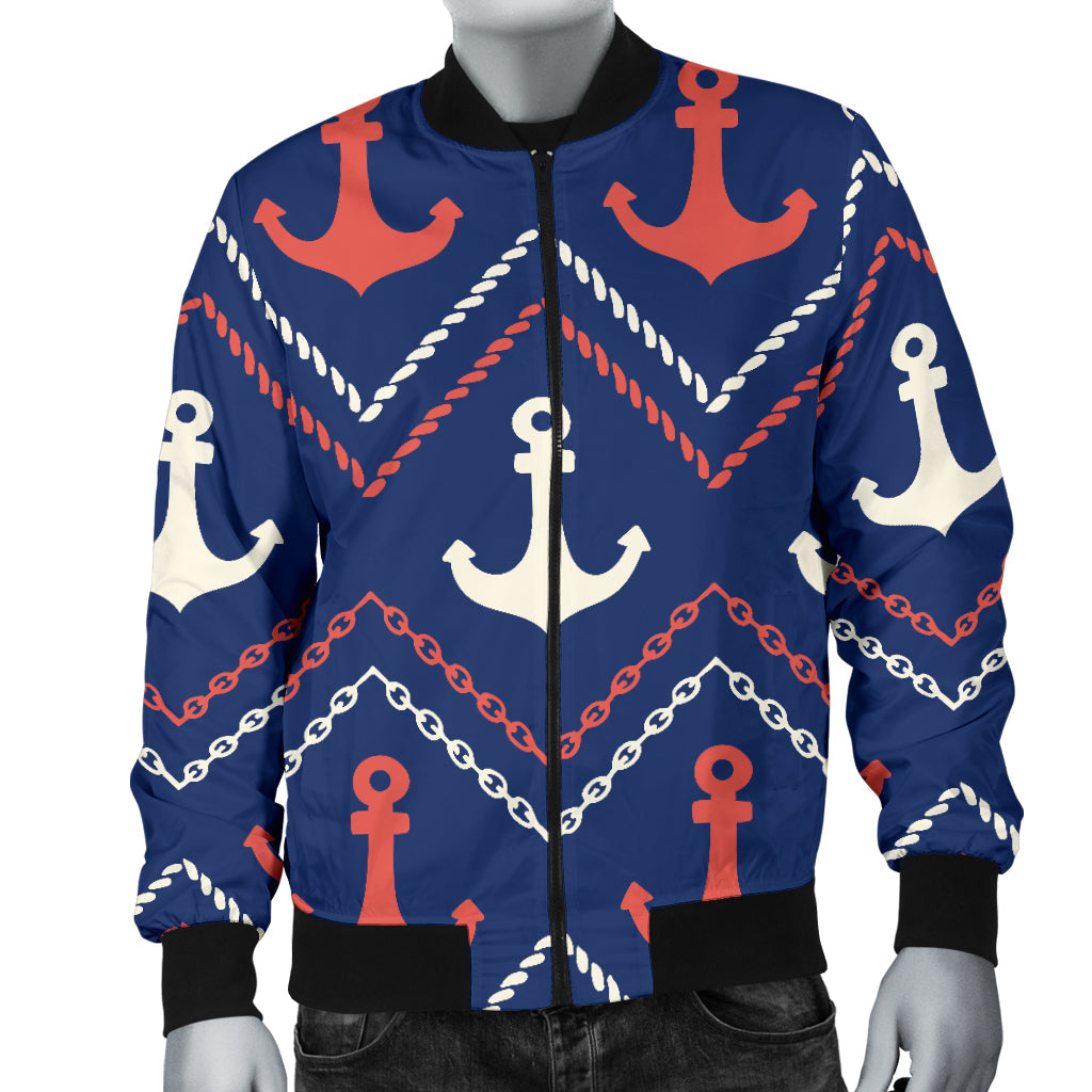 Anchor Pattern Print Design 07 Men Bomber Jacket