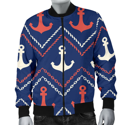Anchor Pattern Print Design 07 Men Bomber Jacket