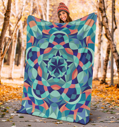 Kaleidoscope Pattern Print Design 03 Premium Blanket