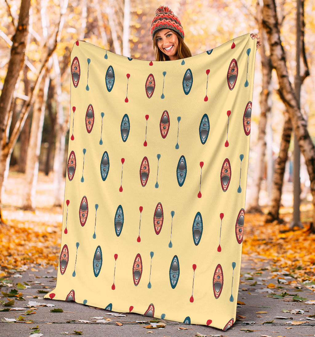 Kayak Pattern Print Design 02 Premium Blanket