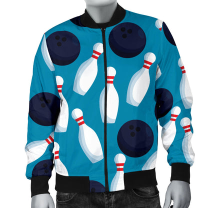 Bowling Pin Pattern Print Design 010 Men Bomber Jacket