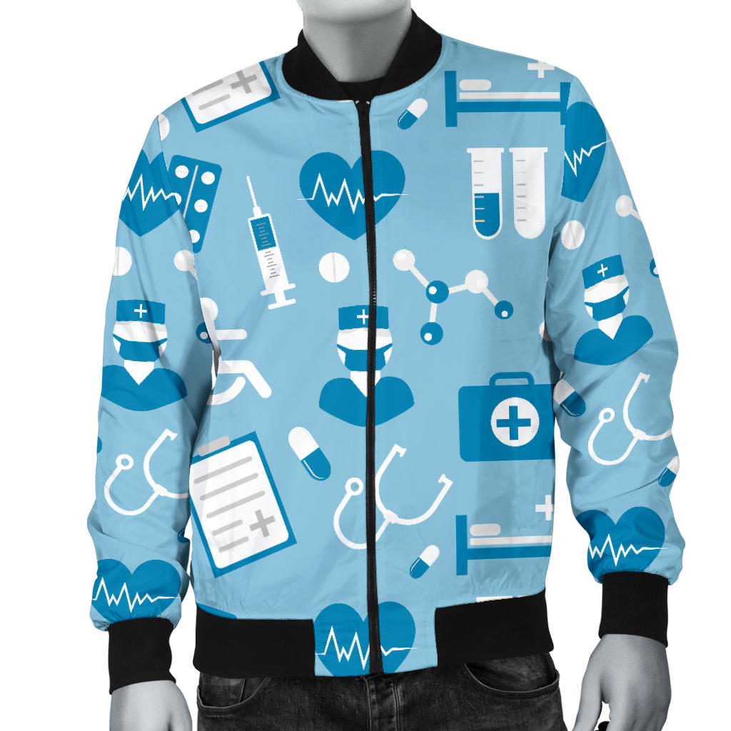 Medical Pattern Print Design 05 Men Bomber Jacket