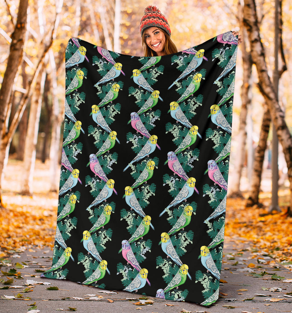 Budgerigar Pattern Print Design 03 Premium Blanket
