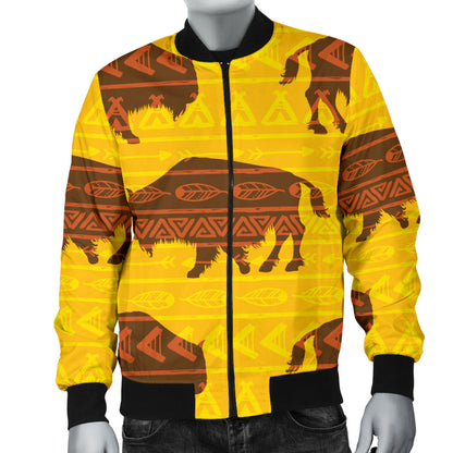 Bison Native Pattern Print Design 01 Men Bomber Jacket