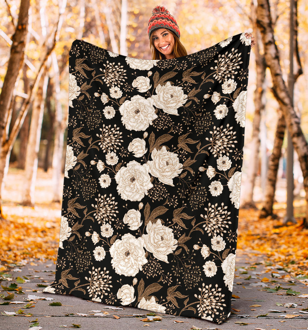 Peony Pattern Print Design A02 Premium Blanket