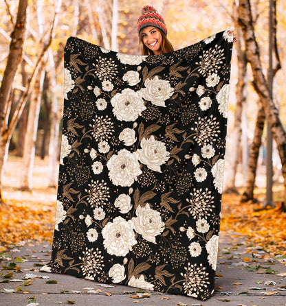 Peony Pattern Print Design A02 Premium Blanket