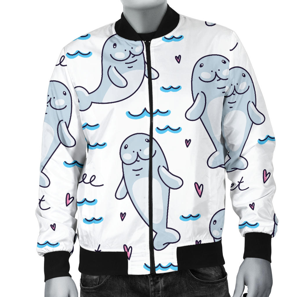 Manatee Baby Pattern Print Design 03 Men Bomber Jacket