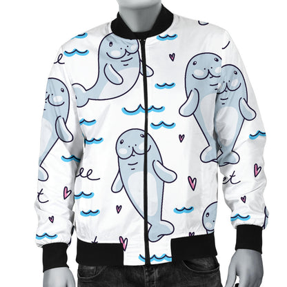 Manatee Baby Pattern Print Design 03 Men Bomber Jacket