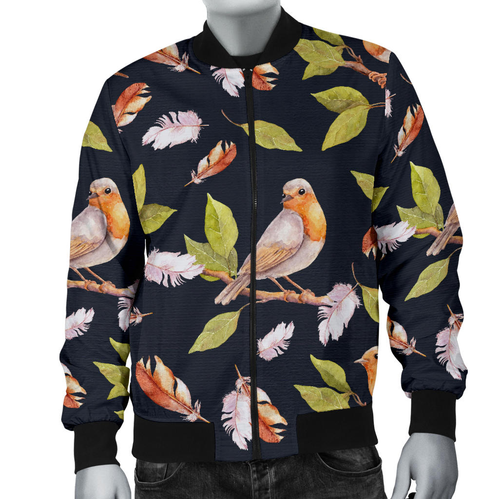 Birds Pattern Print Design 02 Men Bomber Jacket