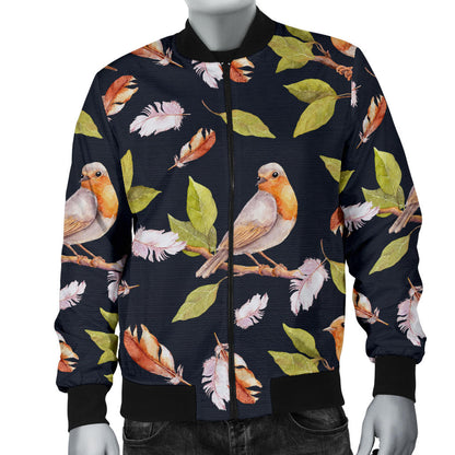 Birds Pattern Print Design 02 Men Bomber Jacket