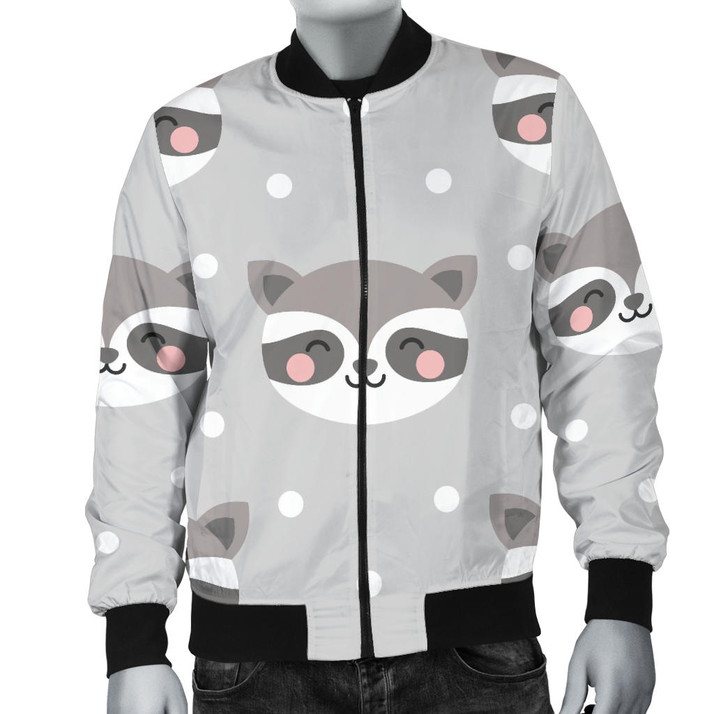 Raccoon Pattern Print Design A04 Men Bomber Jacket