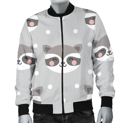 Raccoon Pattern Print Design A04 Men Bomber Jacket