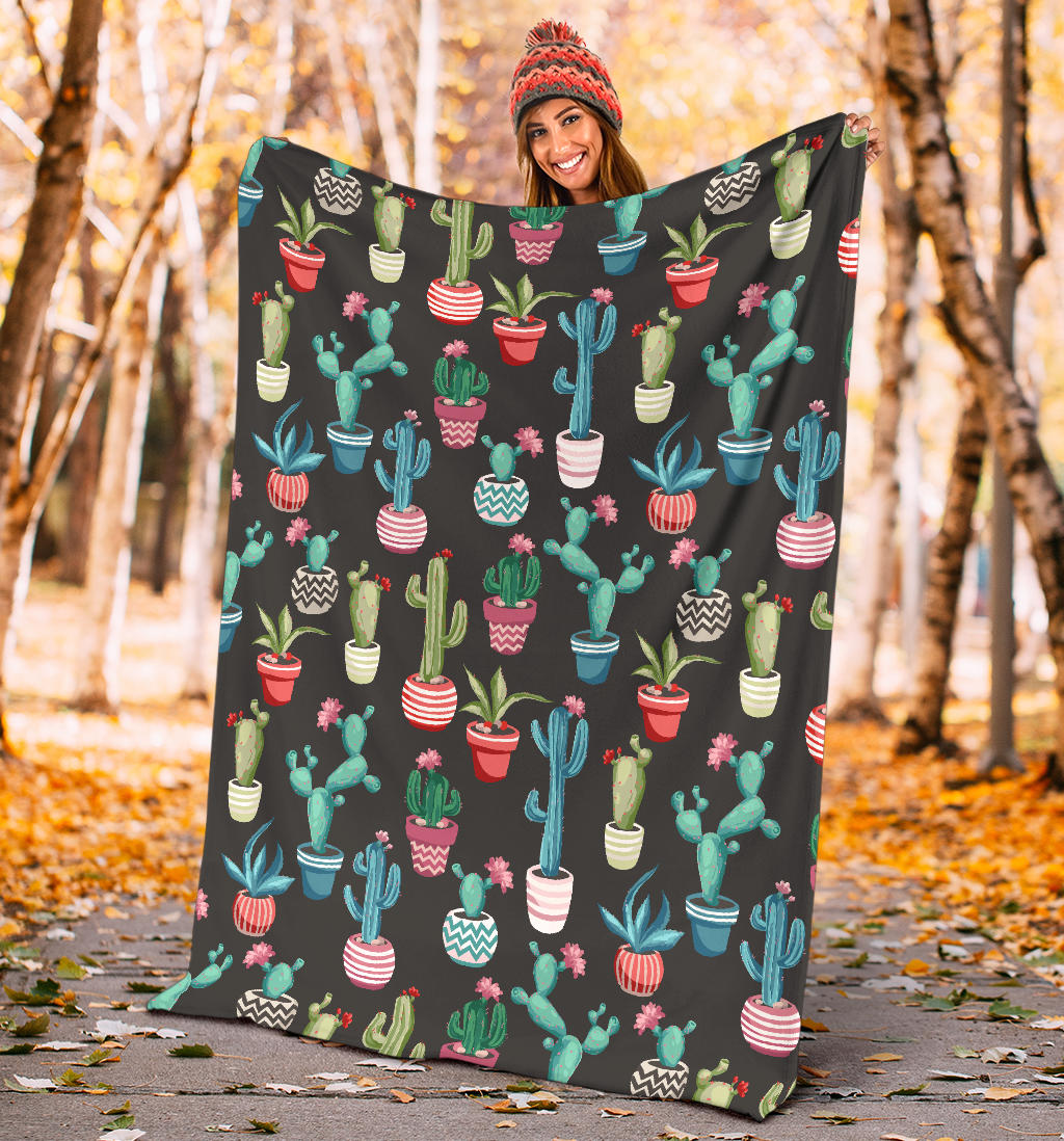 Cactus Pattern Print Design 02 Premium Blanket