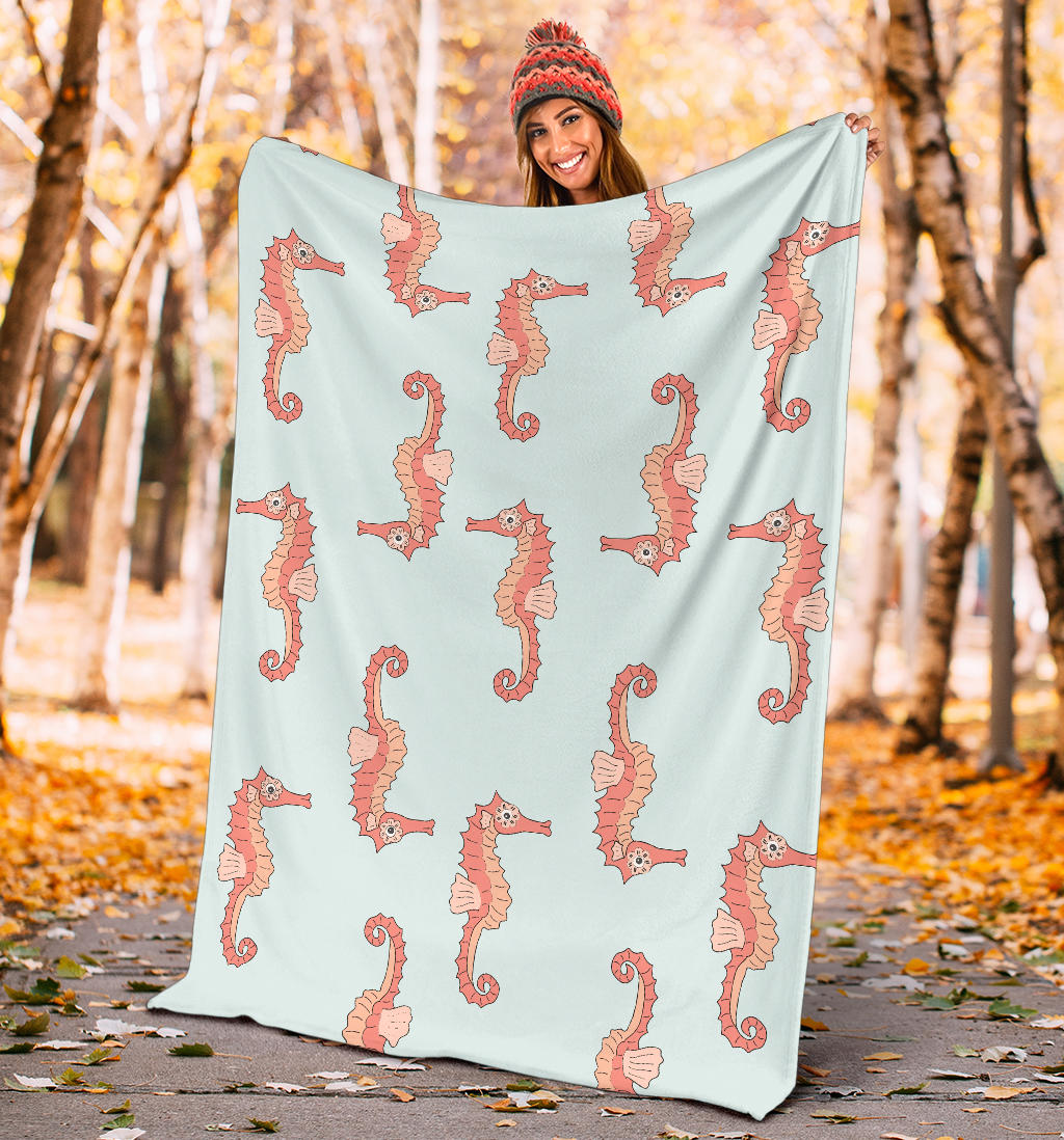 SeaHorse Pattern Print Design 01 Premium Blanket