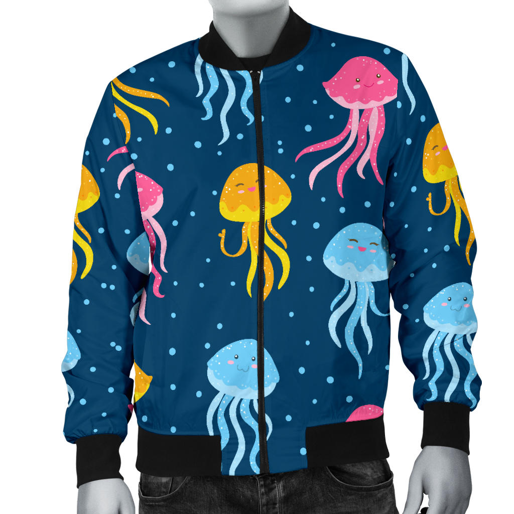 Jellyfish Pattern Print Design 04 Men Bomber Jacket