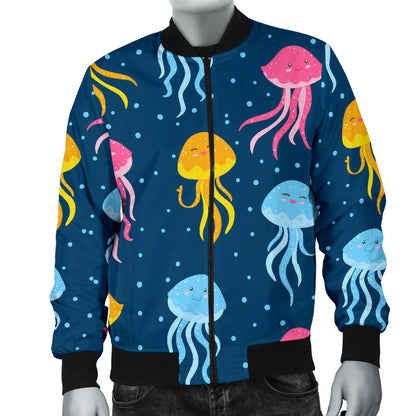 Jellyfish Pattern Print Design 04 Men Bomber Jacket