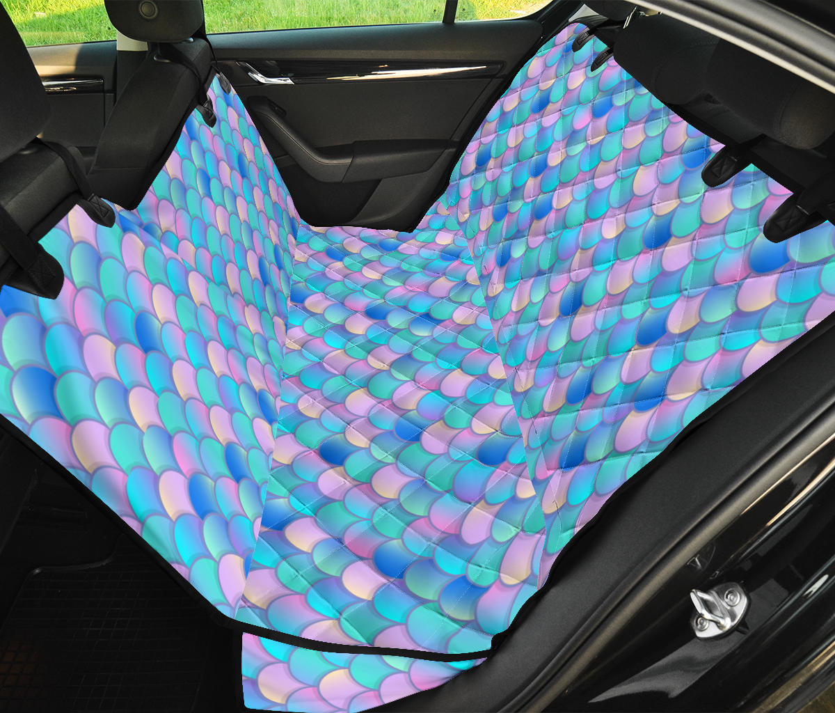 Mermaid Scales Pastel Pattern Print Design 07 Rear Dog Car Seat Cover Hammock