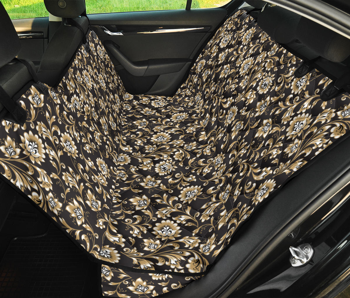 Brocade Pattern Print Design 03 Rear Dog Car Seat Cover Hammock
