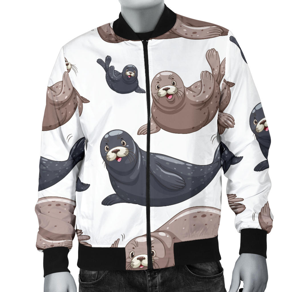 Sea Lion Pattern Print Design 02 Men Bomber Jacket