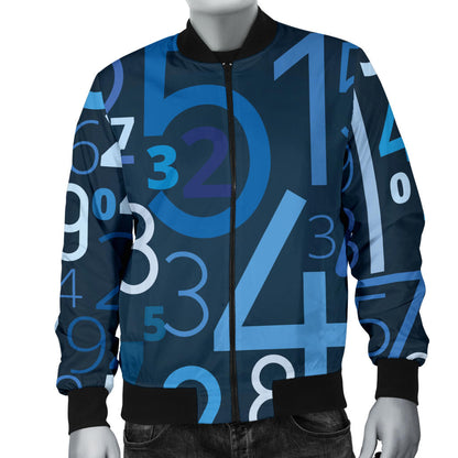 Number Pattern Print Design A02 Men Bomber Jacket